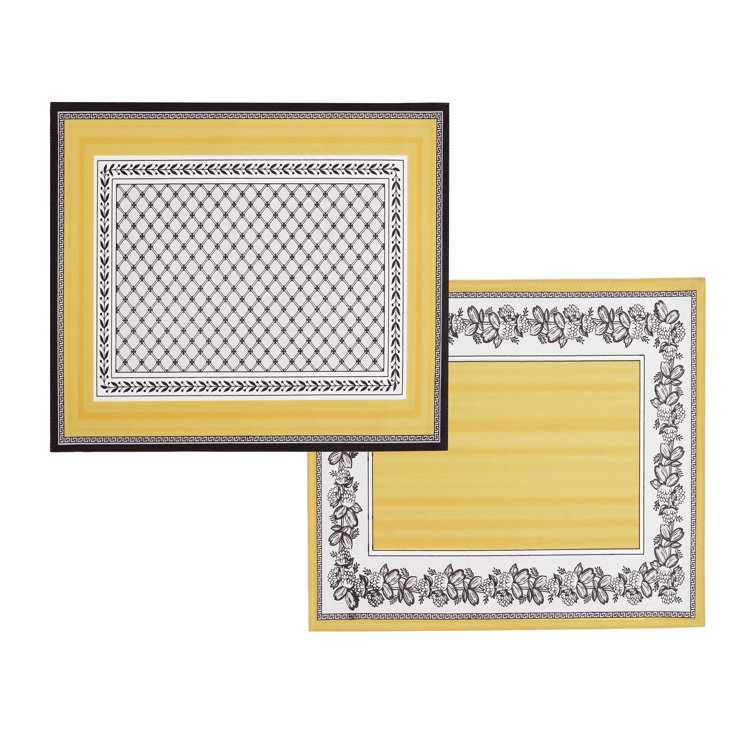 Audun Yellow and Black Cotton Reversible Placemats Set of 4
