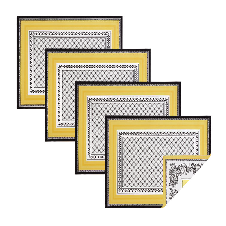 Audun Yellow and Black Cotton Reversible Placemats Set of 4
