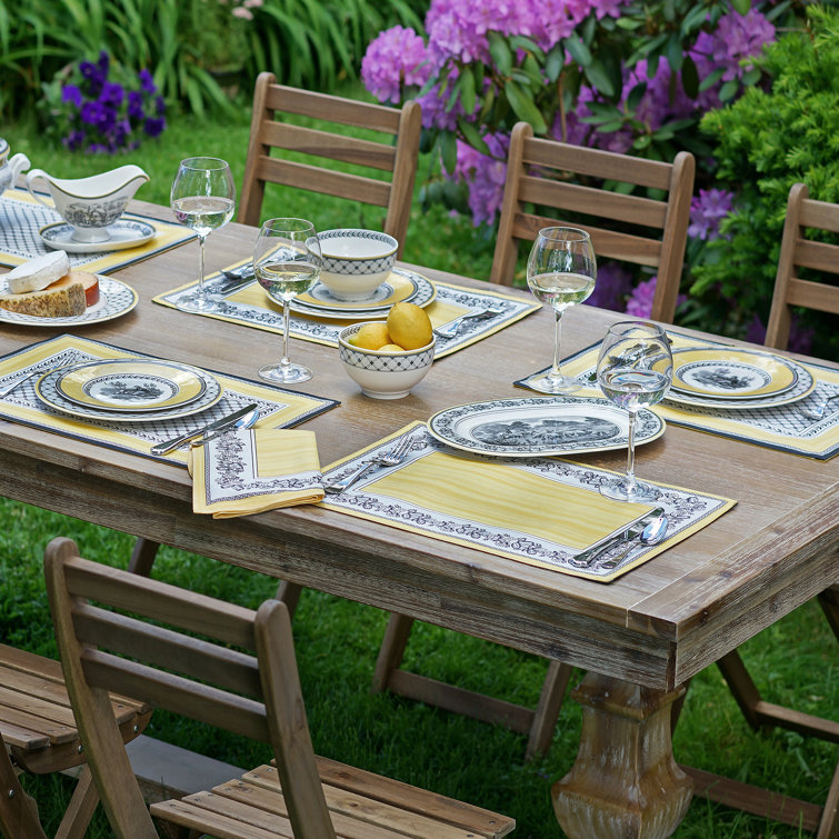 Audun Yellow and Black Cotton Reversible Placemats Set of 4
