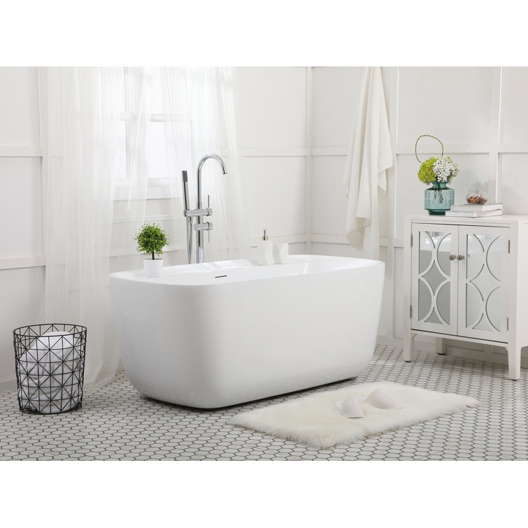 Elegant Glossy White Acrylic Soaking Bathtub 59"
