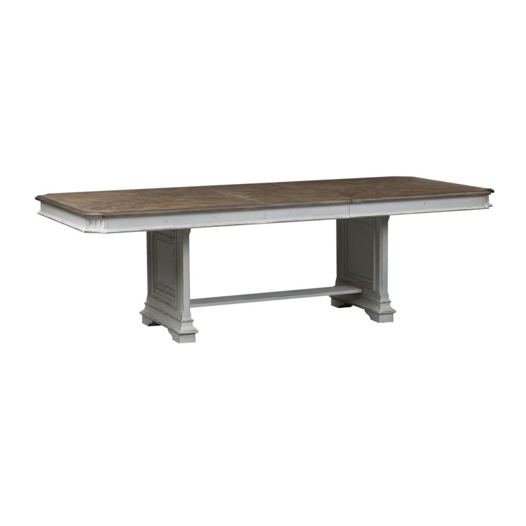 Abbey Park Extendable Brown and White Wood Dining Table