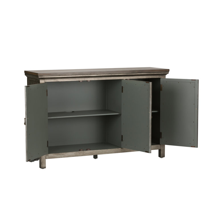 Westridge 56'' White and Brown Transitional Sideboard with Adjustable Shelving