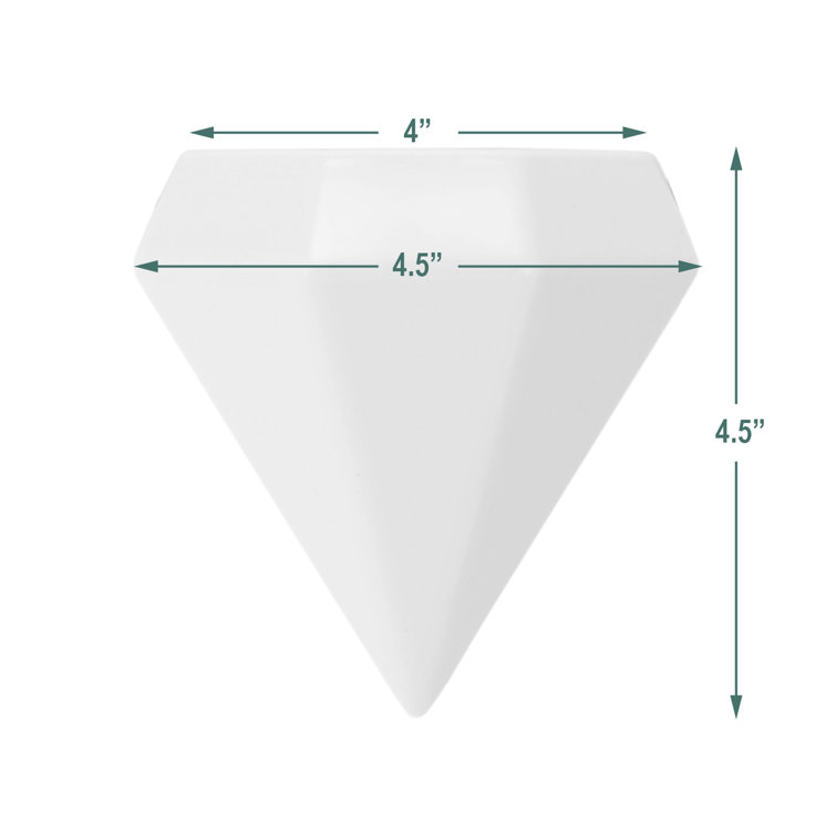 Gloss White Diamond Ceramic Hanging Planter with Leather Rope
