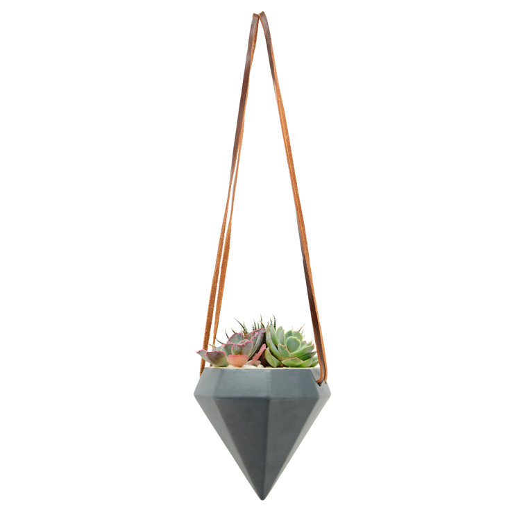 Guilford Glam Modern Dark Grey Ceramic Cone Hanging Planter