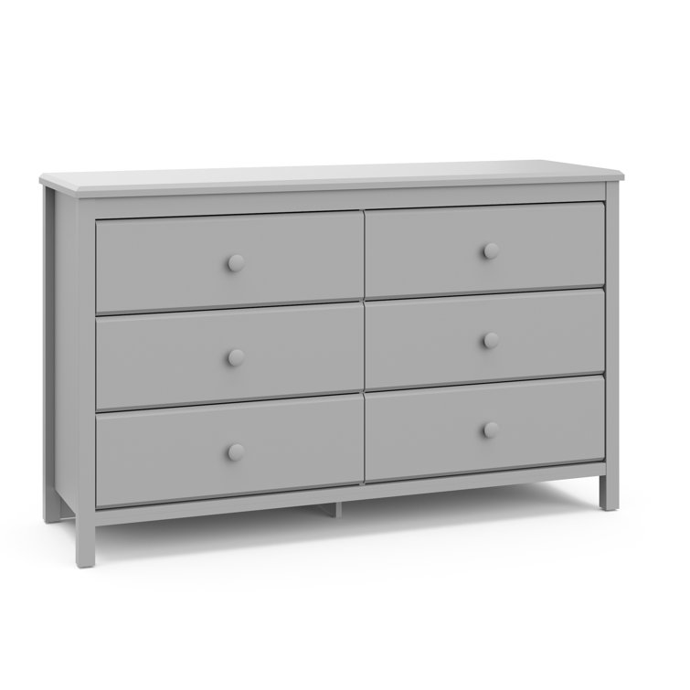 Pebble Gray 6-Drawer Double Nursery Dresser - GREENGUARD Certified