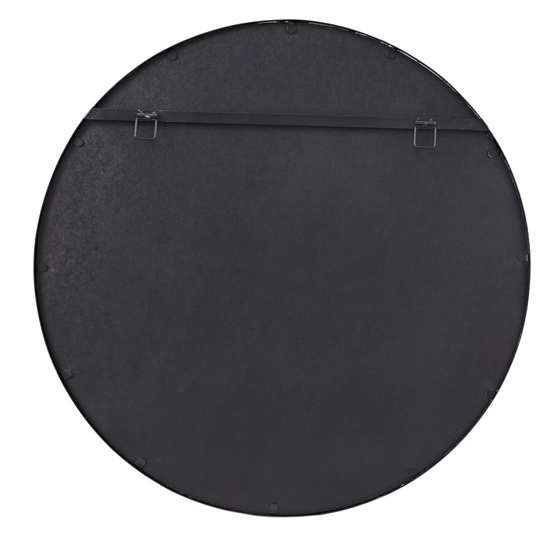 Katonah Round Black Iron Framed Wall Mirror
