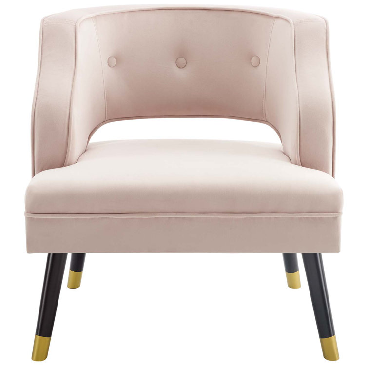 Elegant Gray Velvet Wood Accent Chair with Button Tufting