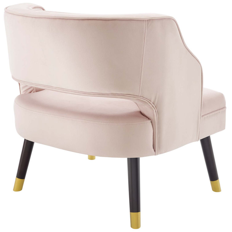 Elegant Gray Velvet Wood Accent Chair with Button Tufting