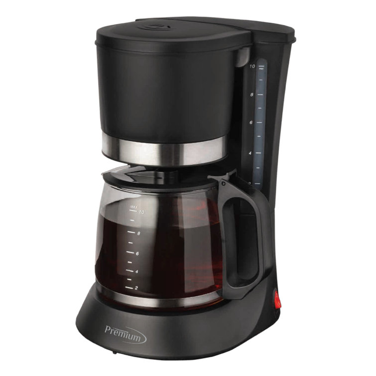 Premium Black 10-Cup Drip Coffee Maker with Glass Carafe