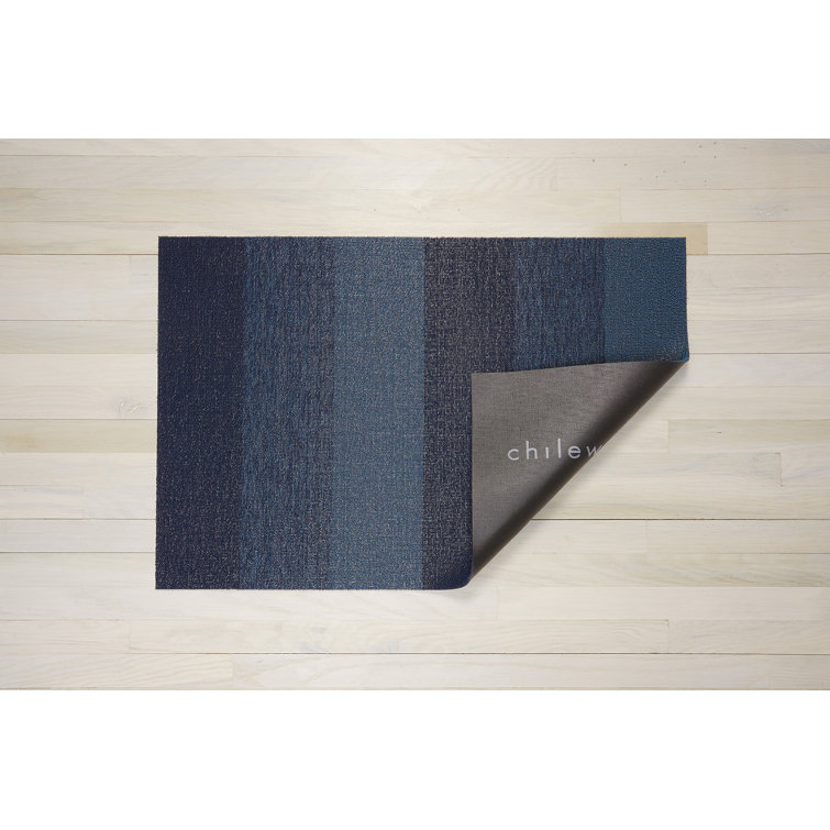 Bay Blue Marbled Stripe Easy Care Shag Mat