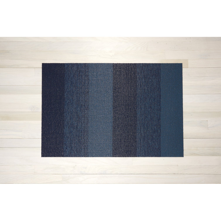 Bay Blue Marbled Stripe Easy Care Shag Mat
