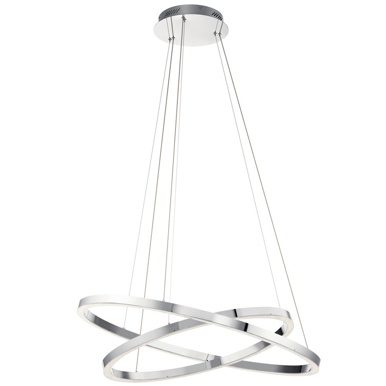 Chrome LED Ring Chandelier with Etched Acrylic Shade