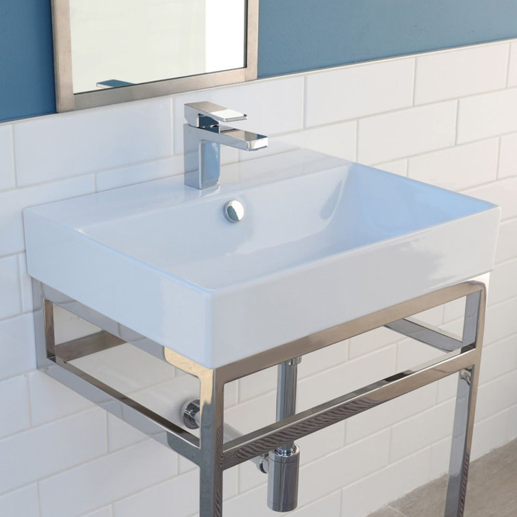 Aquasei 24'' White Porcelain Wall-Mount Bathroom Sink with Overflow