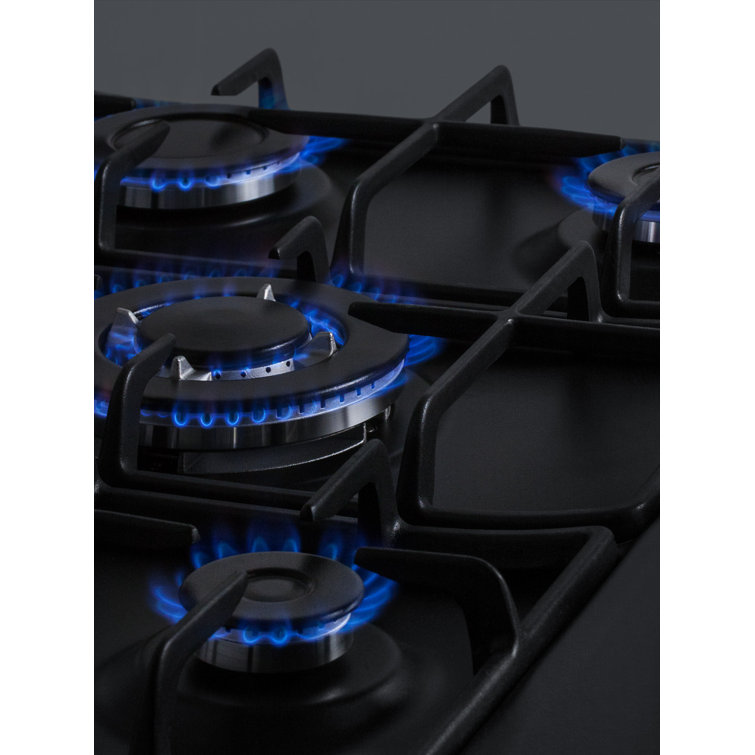27" Black Stainless Steel 5-Burner Gas Cooktop with Cast Iron Grates