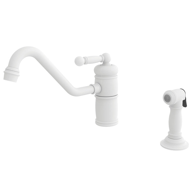Matte White Single Handle Kitchen Faucet with Pull-out Spray