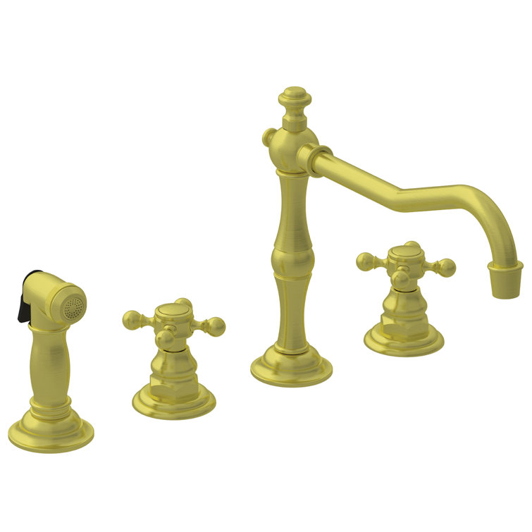 Satin Bronze Double Handle Kitchen Faucet with Pull-out Spray