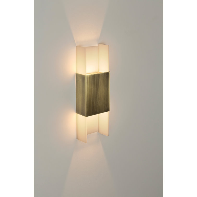 Eco-Friendly Dimmable Brass Sconce with Frosted White Shade