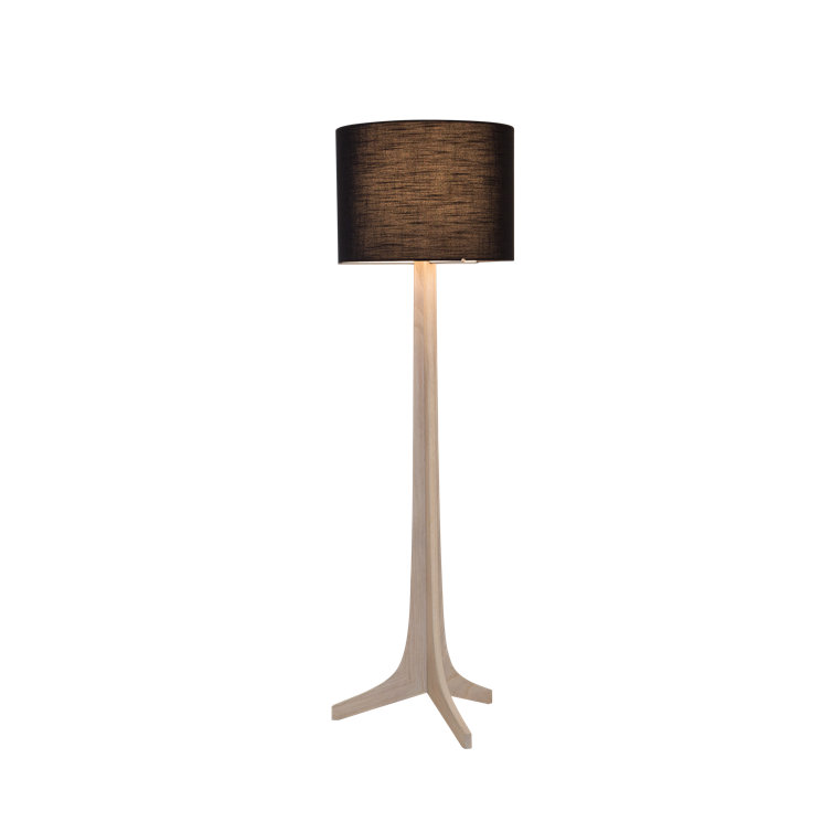 Nauta 59" Tripod Floor Lamp Black Amaretto & Brushed Brass with White Washed Oak