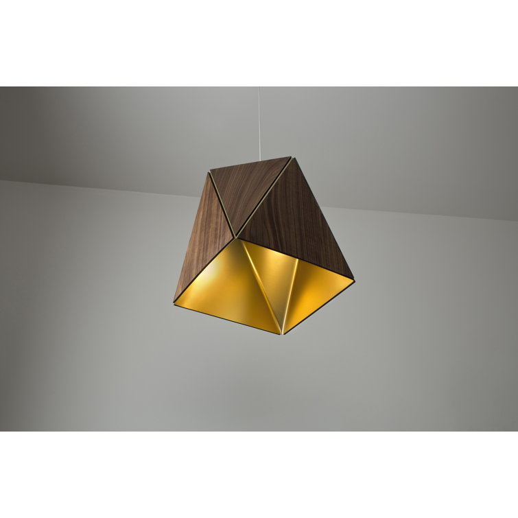 Brushed Brass and Walnut Geometric Pendant Light