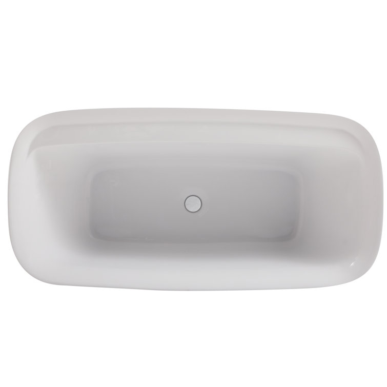 Elegant Glossy White Acrylic Soaking Bathtub 59"