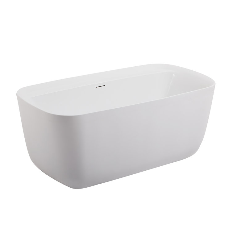 Elegant Glossy White Acrylic Soaking Bathtub 59"
