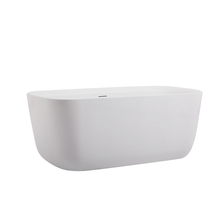 Elegant Glossy White Acrylic Soaking Bathtub 59"