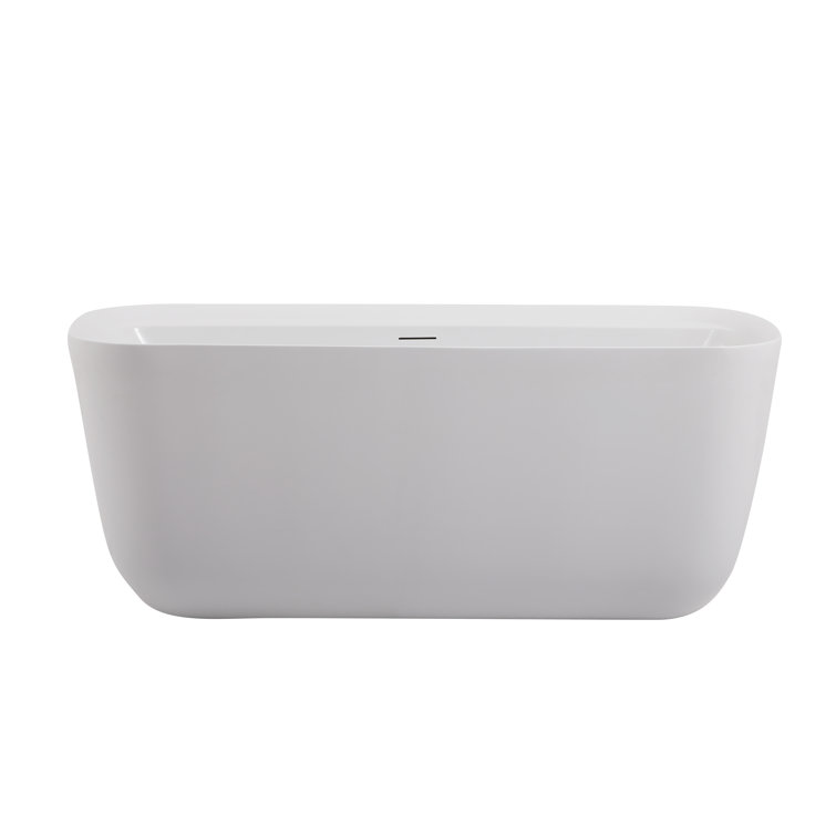 Elegant Glossy White Acrylic Soaking Bathtub 59"