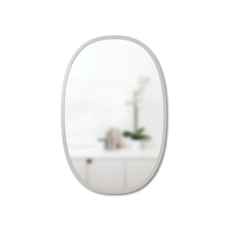 Sleek Modern Oval Hub Wall Mirror 18"x24" in Black