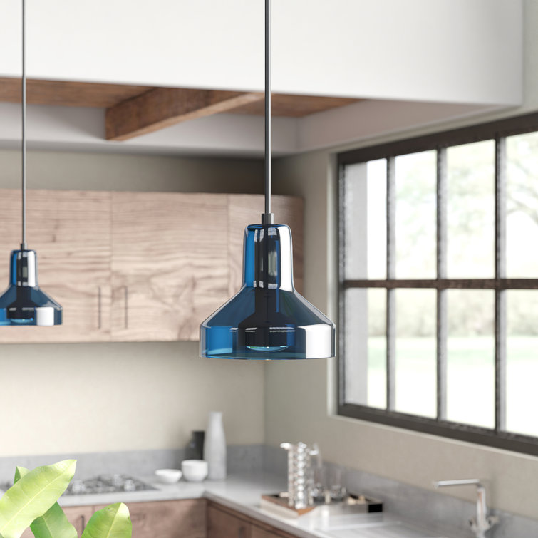 Aqua Dome Black Glass 1-Light LED Pendant