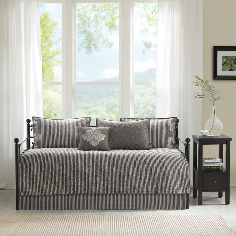Quebec Dark Grey 6-Piece Reversible Daybed Cover Set