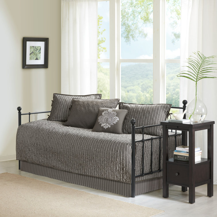 Quebec Dark Grey 6-Piece Reversible Daybed Cover Set