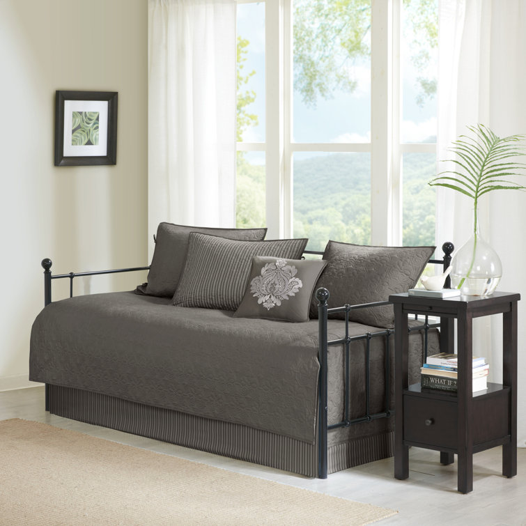 Quebec Dark Grey 6-Piece Reversible Daybed Cover Set