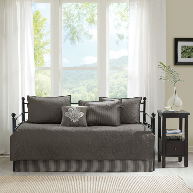 Quebec Dark Grey 6-Piece Reversible Daybed Cover Set