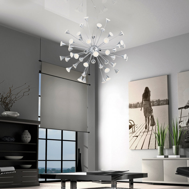 Chrome 33.25" LED Sputnik Sphere Chandelier