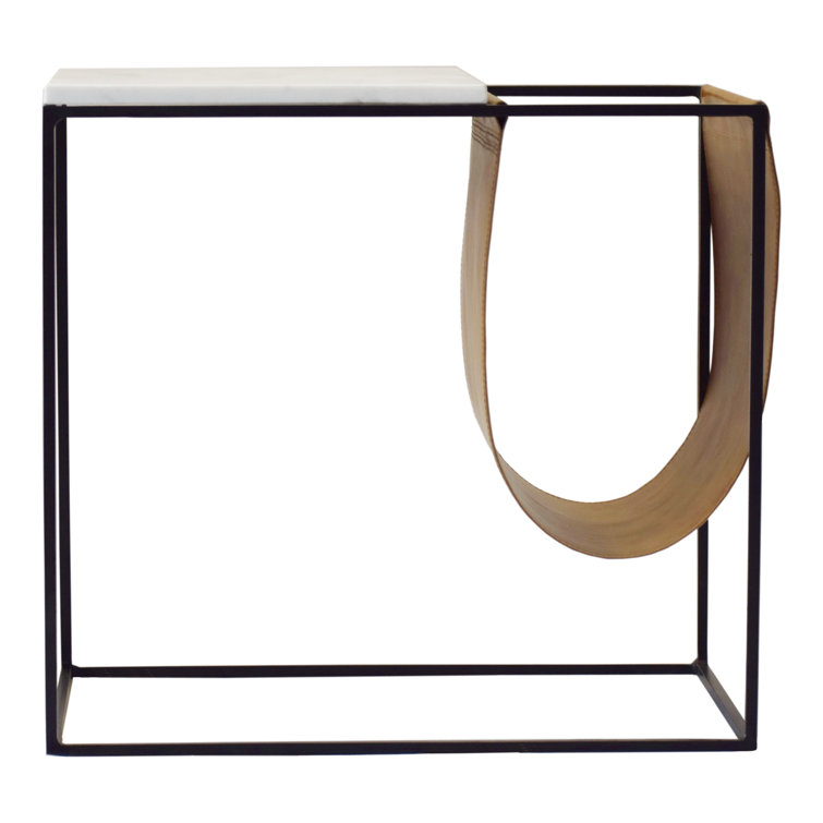 Nicholas Black and Brown Metal Rectangular Magazine Rack Table