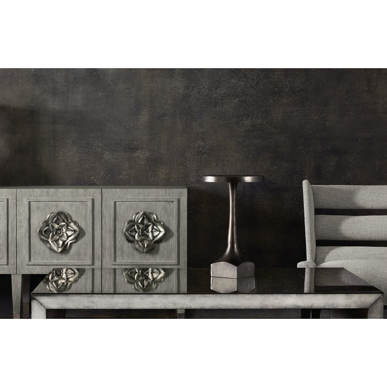 Transitional Gray-Brown Round Metal End Table 12.25"