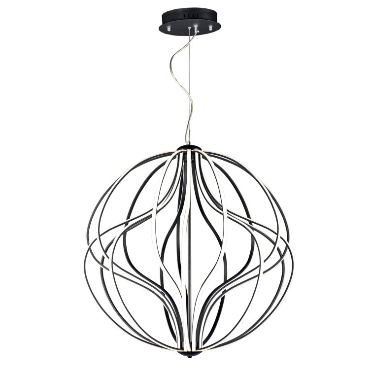 Black Aluminum LED Pendant Light with Adjustable Height