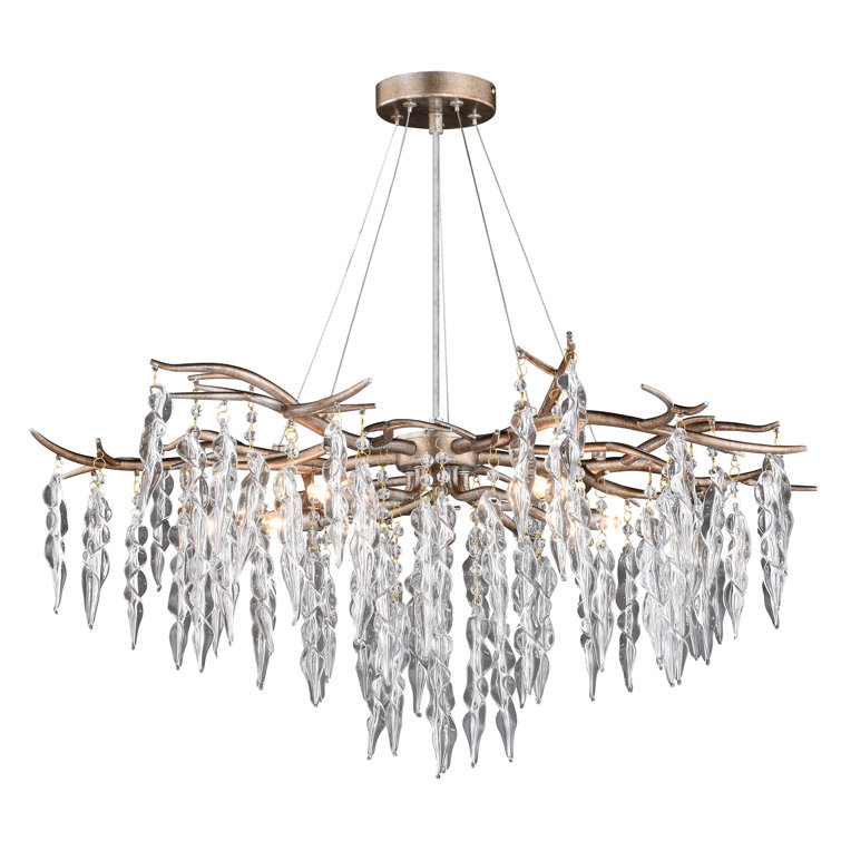 Rainier Silver Crystal 5-Light Waterfall Chandelier