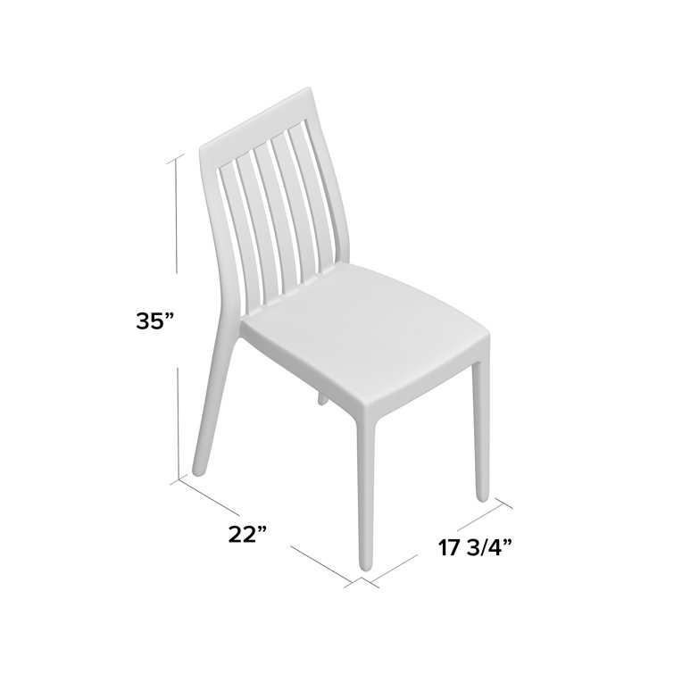 Red Stackable Plastic Outdoor Dining Chairs with Slatted Back, Set of 2