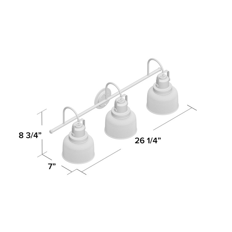 Archie Polished Chrome 3-Light Bath Vanity Fixture with Prismatic Glass Shades