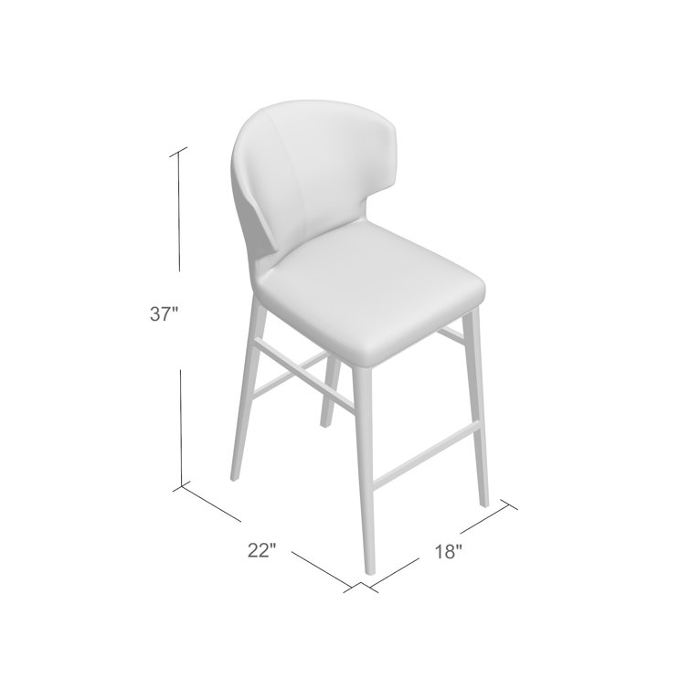 Beige Faux Leather and Metal Contemporary Counter Stool