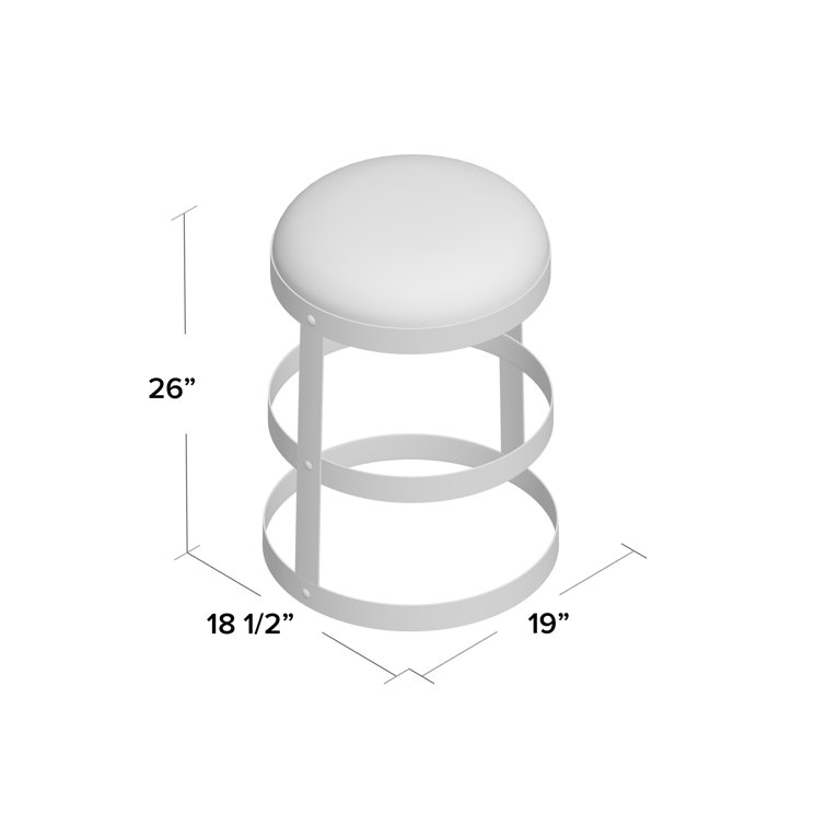 Black Metal 26" Counter Stool with Upholstered Seat