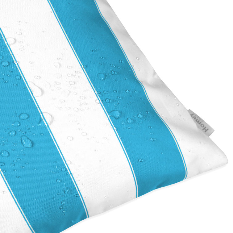 Aqua and White Cabana Stripe Outdoor Throw Pillow Set