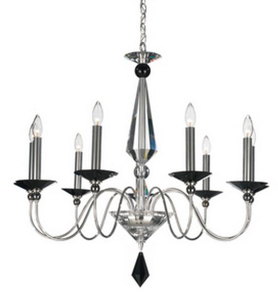 Elegant Optic Clear Crystal 9-Light Polished Silver Chandelier