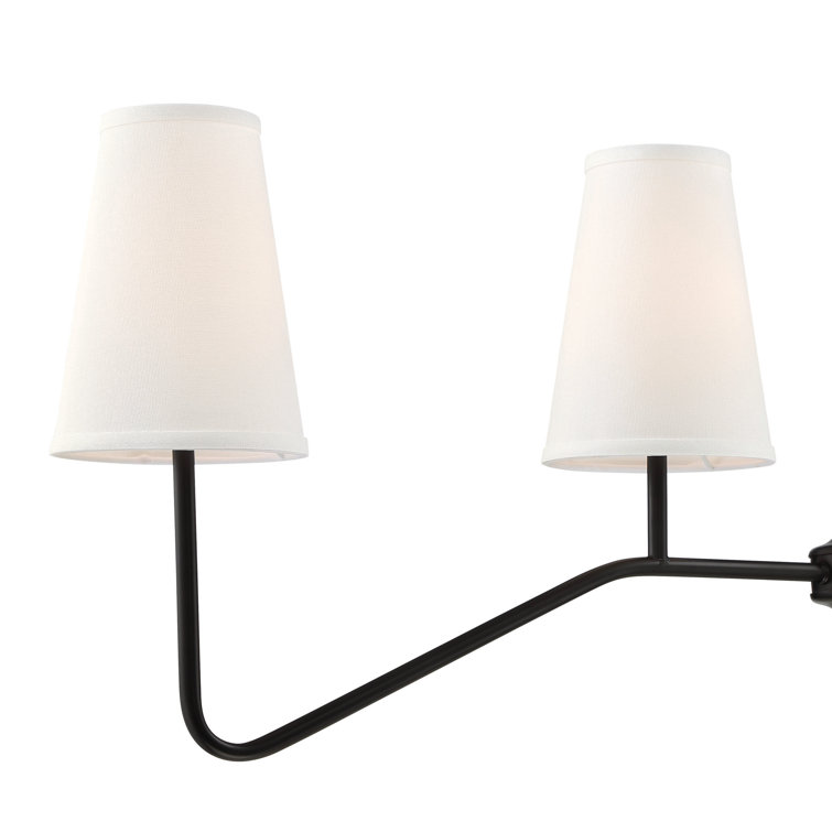 Midcentury Modern Bronze 4-Light Linear Chandelier with White Shades
