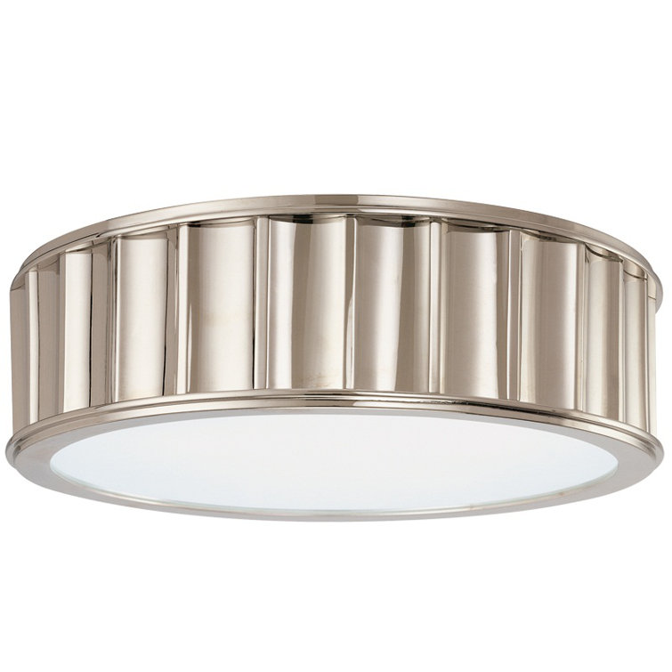 Polished Nickel Glass 2-Light Flush Mount Ceiling Fixture