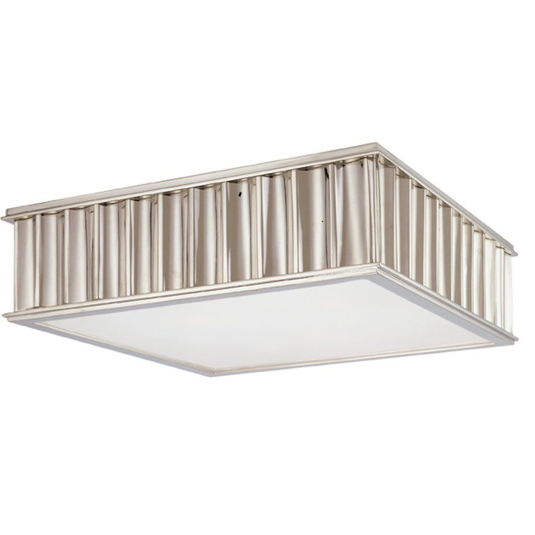 Polished Nickel Glass 2-Light Flush Mount Ceiling Fixture