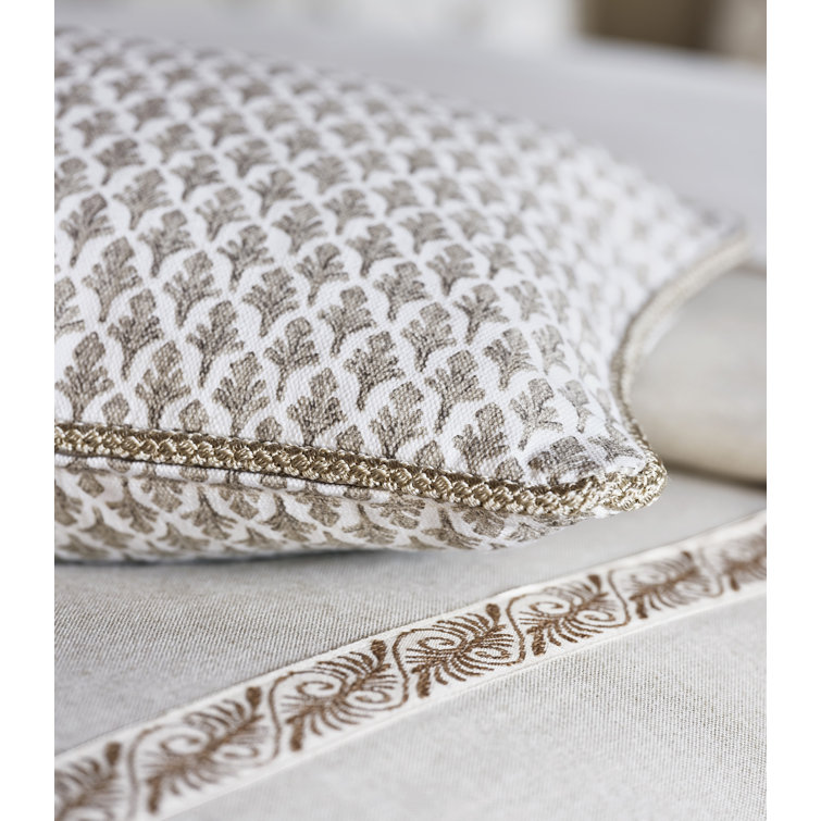 Beige Queen Cotton Blend Duvet Cover with Decorative Trim