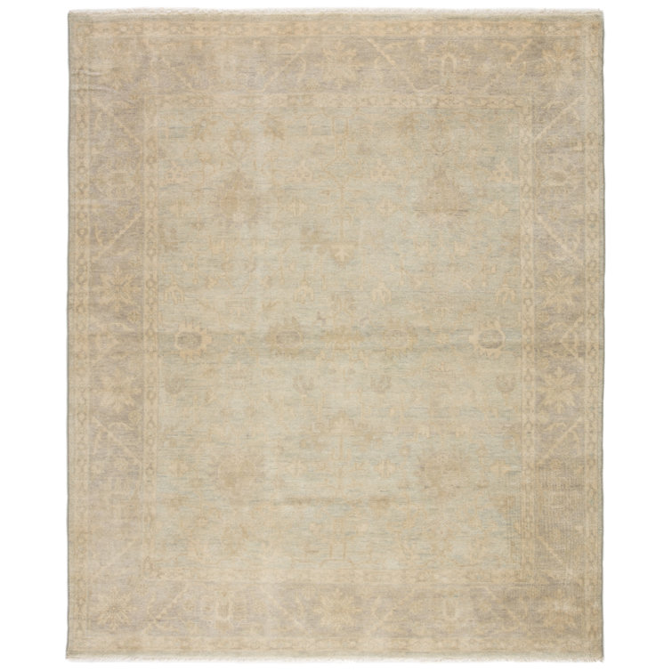Gray Hand-Knotted Wool 10' x 14' Rectangular Area Rug