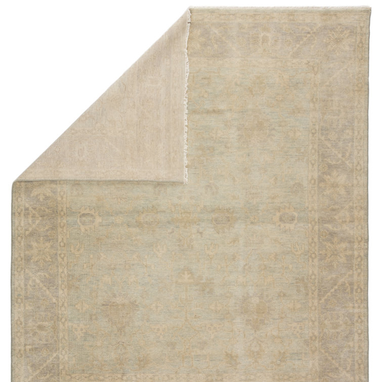 Gray Hand-Knotted Wool 10' x 14' Rectangular Area Rug